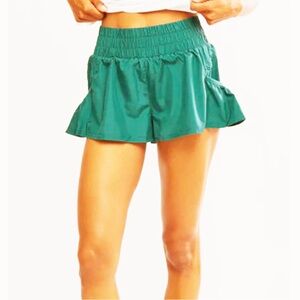 FREE PEOPLE-MOVEMENT Green Flare Shorts With Attached Panty Size Medium